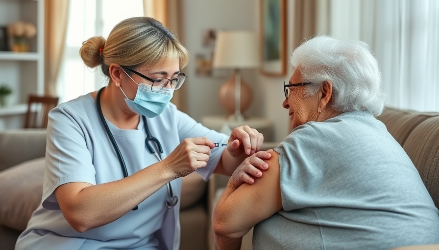 NHS Reform Funding and Staffing: Nurse giving vaccine to elderly woman.