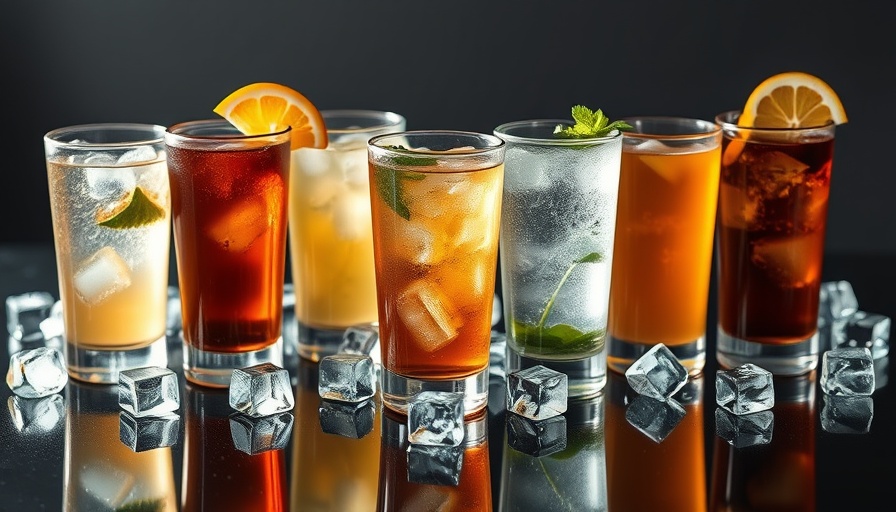 Assorted beverages highlighting microplastic contamination dangers.