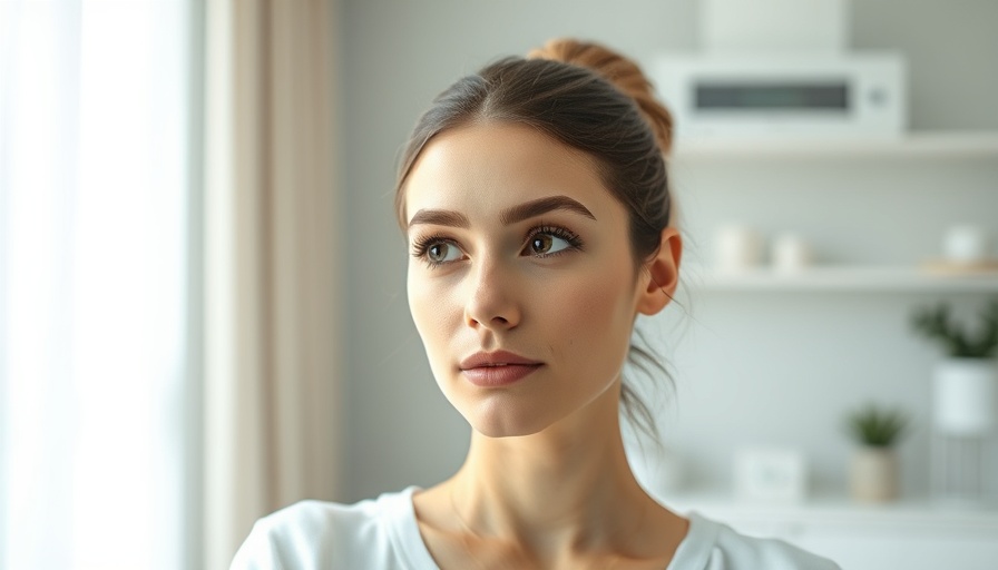 Young woman considering facelift in modern clinic, Risks of Facelifts Before 40.