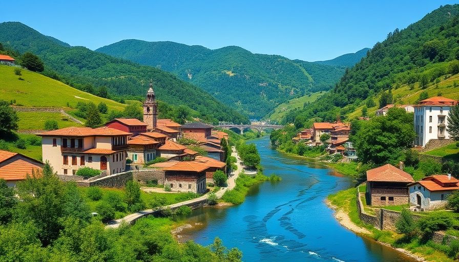 Scenic Georgian village in lush hills, showcasing the hidden charm of Georgia.