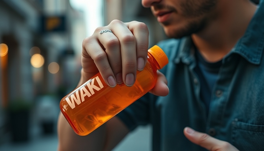 Man opening orange water bottle for healthy hydration on vacation.