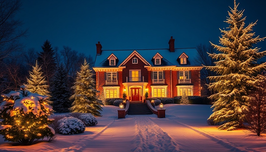 Decorate Outdoors for Christmas on Budget: House with lights in snow.