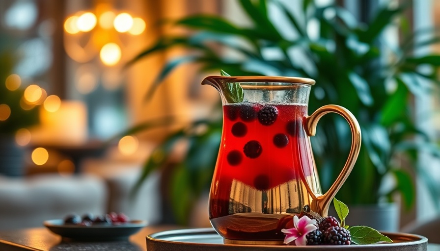Elegant pitcher with berry drink showcasing foraged foods health benefits.