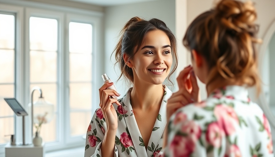 Young woman using skincare, applying tretinoin in morning routine.