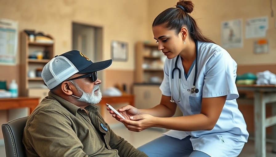 Nurse assists patient in rural emergency room setting.