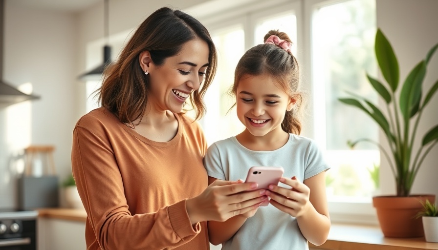 Smiling mom and daughter in kitchen, discussing sexual health education for kids.