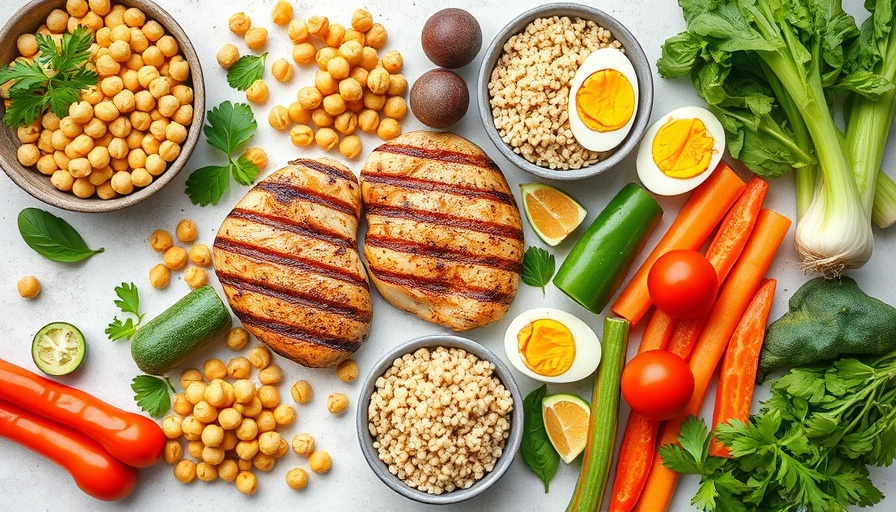 Assorted protein foods for daily nutrition needs.