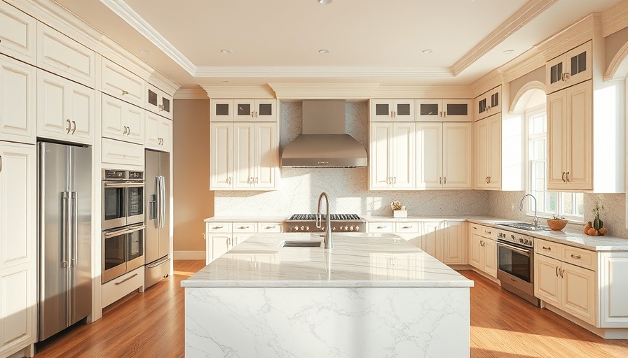 Elegant cream cabinets in a luxurious kitchen. Learn how to paint kitchen cabinets like a pro.
