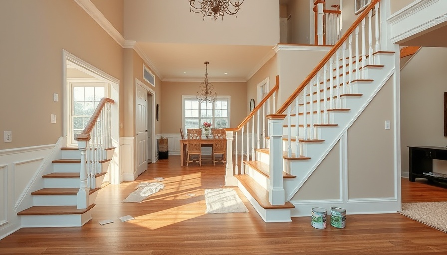2000s home updates, modern staircase renovation with new paint.
