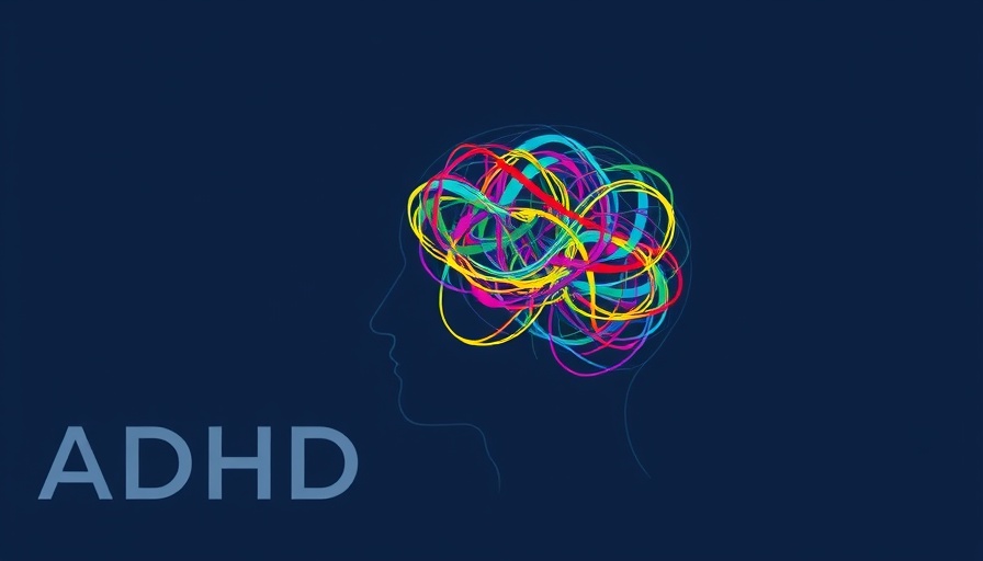 Illustration of ADHD awareness with colorful brain design.