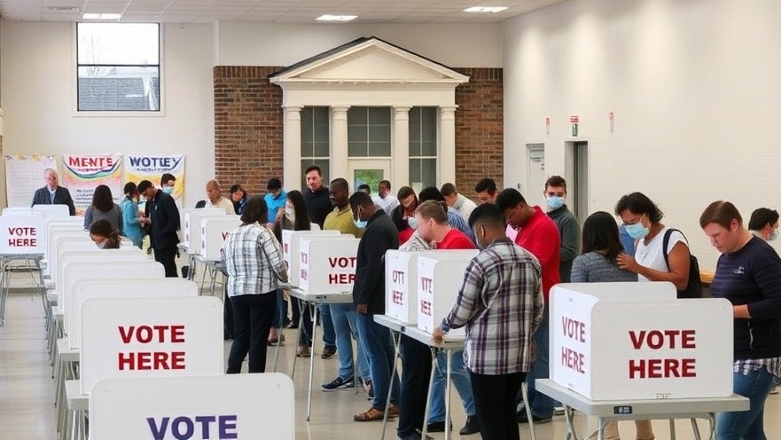 Diverse voters at a modern polling station in McDonough, enhancing voter engagement.