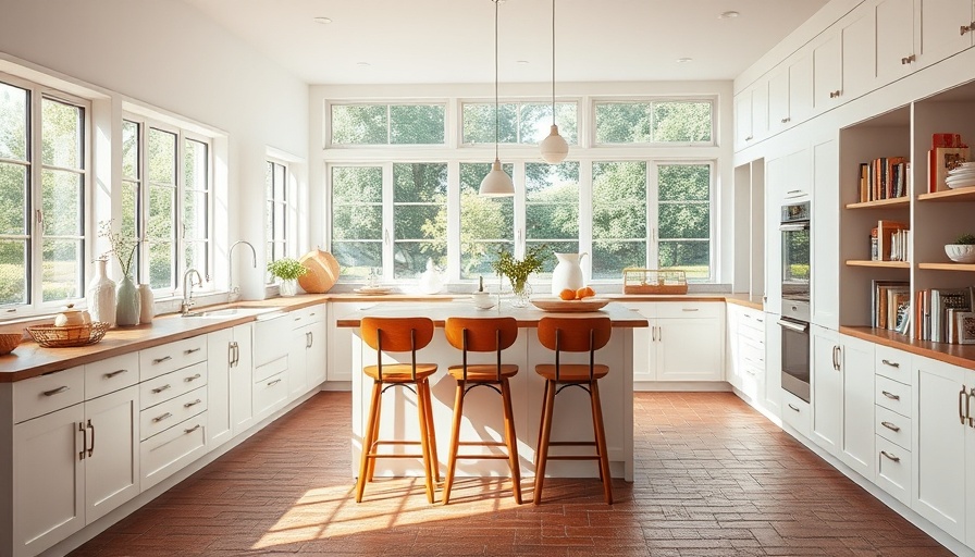 Inviting kitchen design with white cabinets and warm lighting