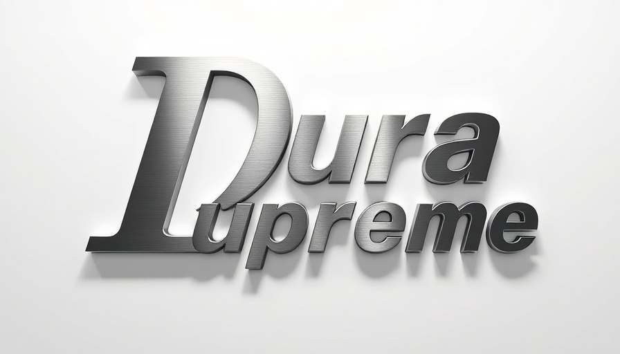 Cabinet making logo of Dura Supreme with metallic design.