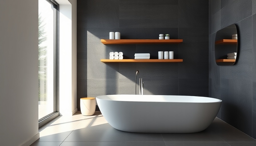 Trendy modern bathroom 2025 decor with floating shelves.