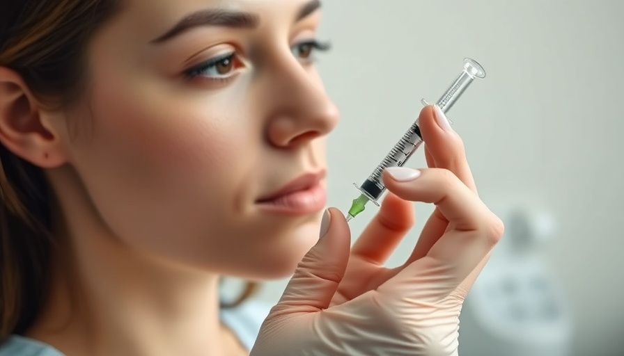 Close-up of woman holding a Dysport syringe in a medical spa.