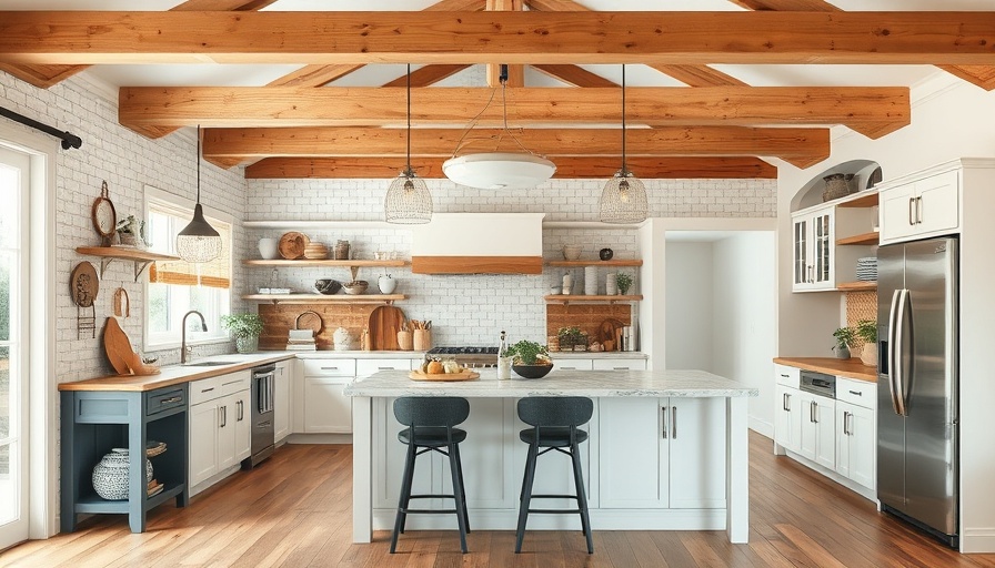 Rustic modern kitchen upgrades with wood beams and cozy decor.