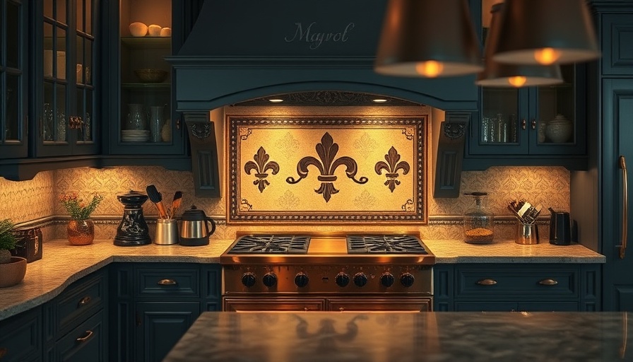 Elegant kitchen backsplashes with fleur-de-lis design.