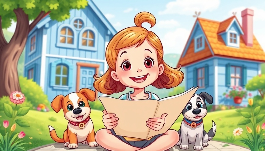 Bilingual children's book cover with girl and dogs.