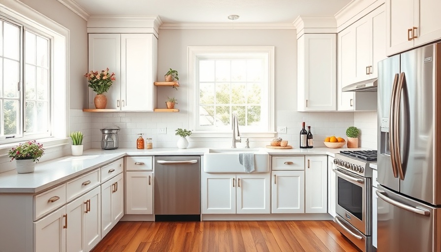 Bright kitchen with white cabinets and natural light.