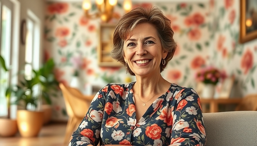 Smiling woman embodying customer care in a cozy interior.