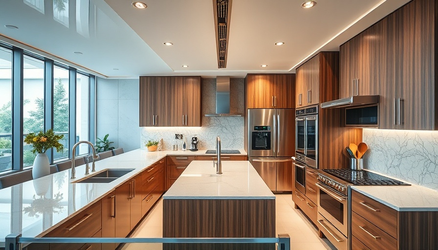 Luxury kitchen design with sleek countertops and modern lighting.