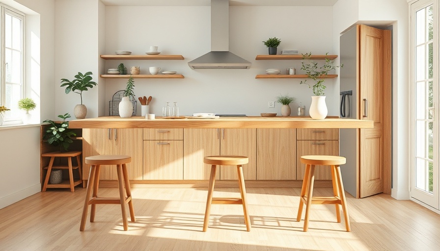 Space-saving kitchen table ideas in a minimalist wooden design with natural light.