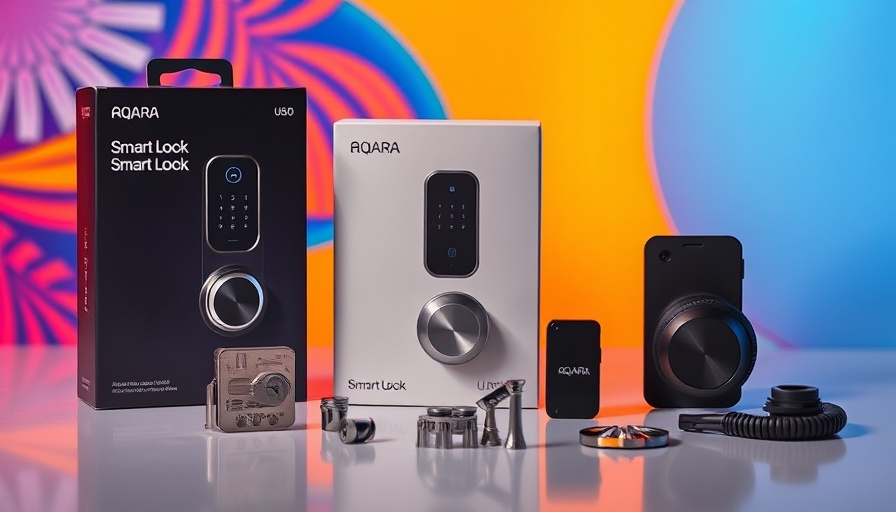 Aqara Smart Lock U50 packaging on vibrant background.