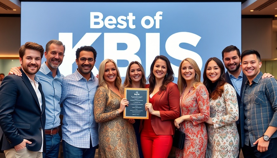 Best of KBIS 2025 Winners group on modern stage with award.