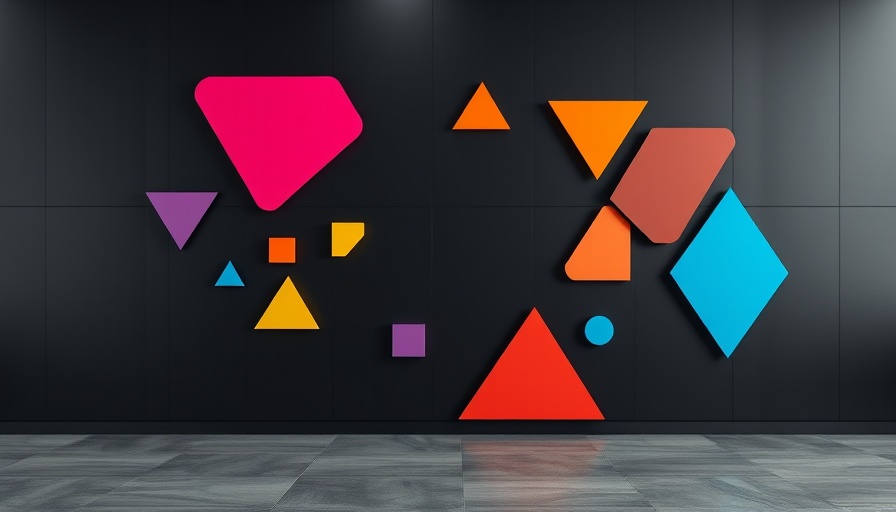 Luxury kitchen design with colorful geometric wall art, sleek and modern.
