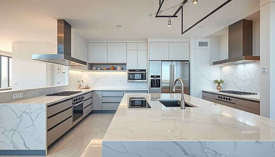 Luxury kitchen design with marble countertops and stainless steel appliances.