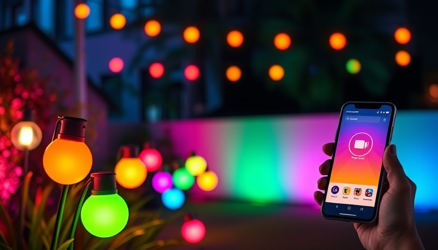 Smart Outdoor Lighting Govee with smartphone control and colorful bulbs.