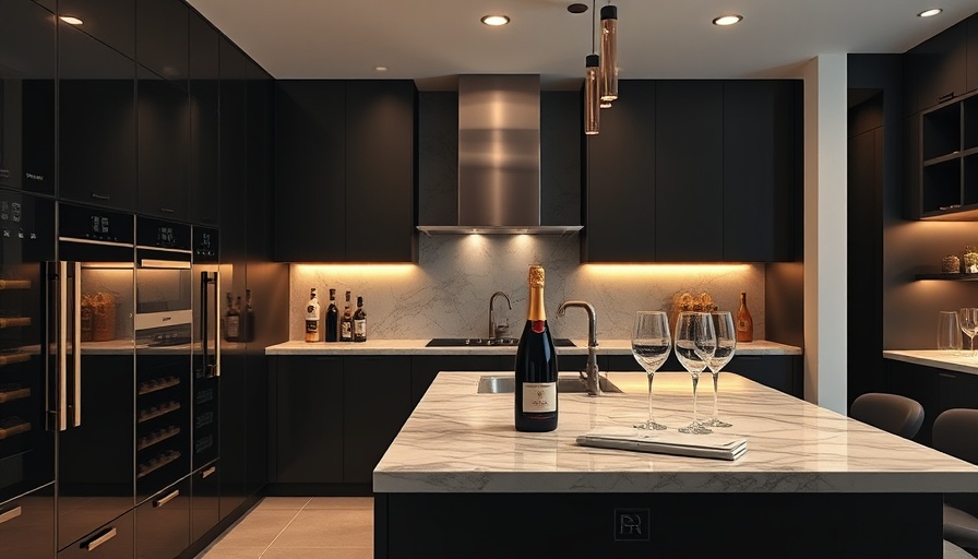 Elegant luxury kitchen design with wine cabinets and marble island