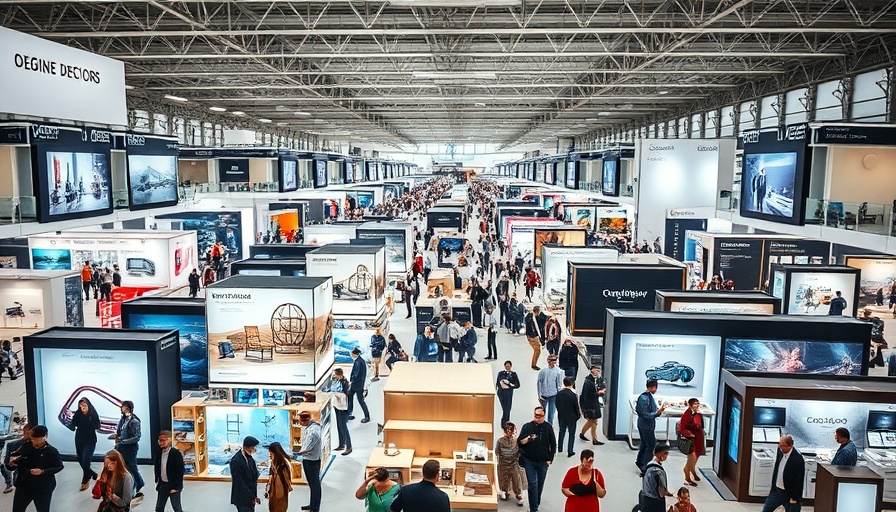 Busy exhibition showcasing modern designs and interactions.