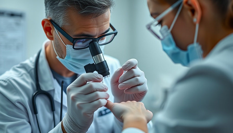 Dermatologist using dermatoscope in clinical setting, aesthetic medicine trends update.