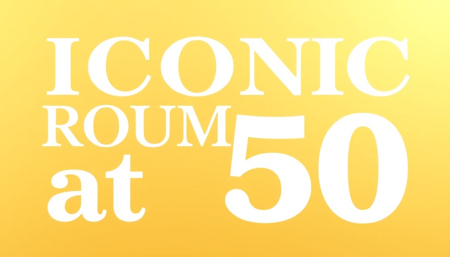 Iconic Rooms advertisement on gold background