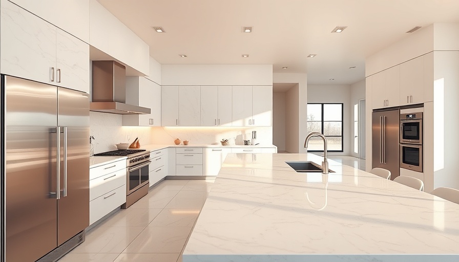 Modern luxury kitchen design with marble and stainless steel appliances.