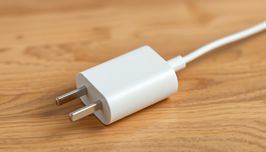 Smart kitchen gadget: sleek smart plug on wooden surface.