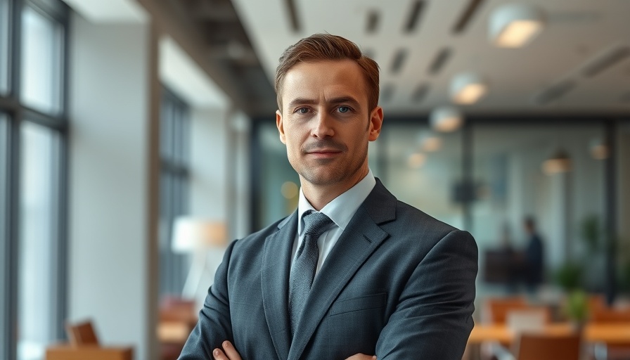 Professional man in an office setting, neutral expression