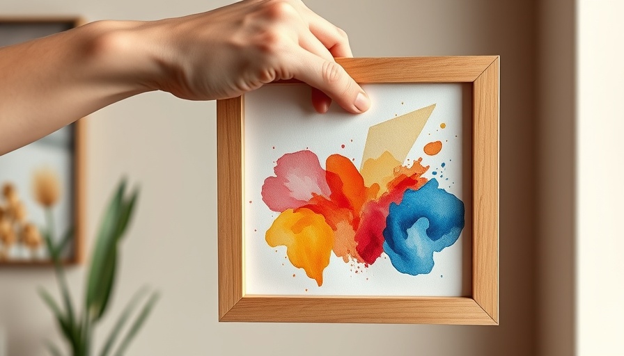 Close-up of magnetic frames for art display with a painting.