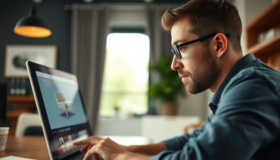 Person using laptop with AI-powered 3D floor plans