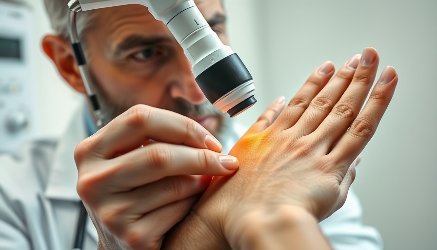 Dermatologist examining hand for chronic eczema impact.