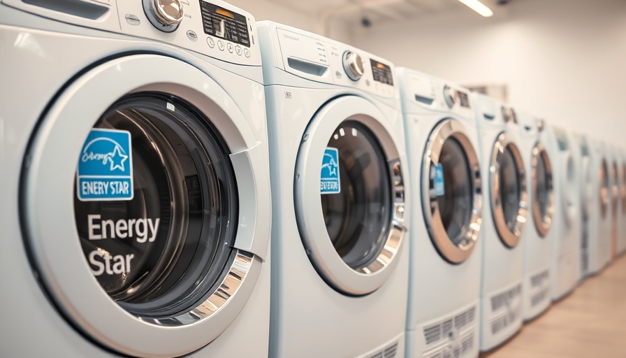 Energy-efficient appliances with energy star labels in a showroom.
