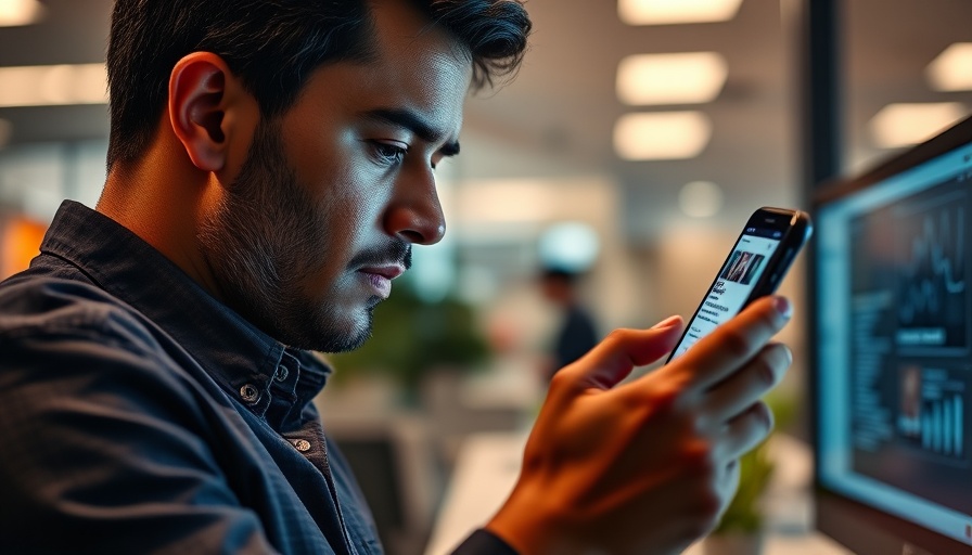Non-invasive treatments news on a phone in modern office.