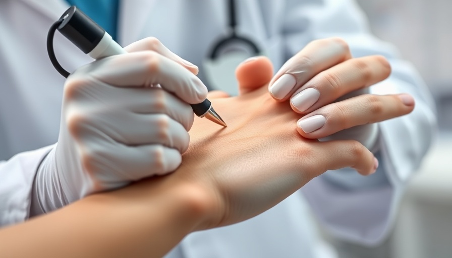 Dermatologist using dermatoscope for non-invasive treatments.