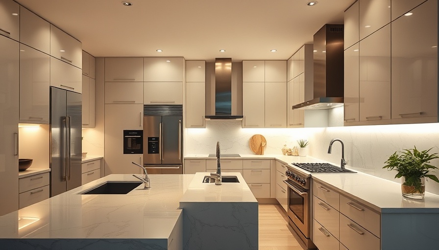 Modern luxury kitchen design with sleek countertops and appliances.
