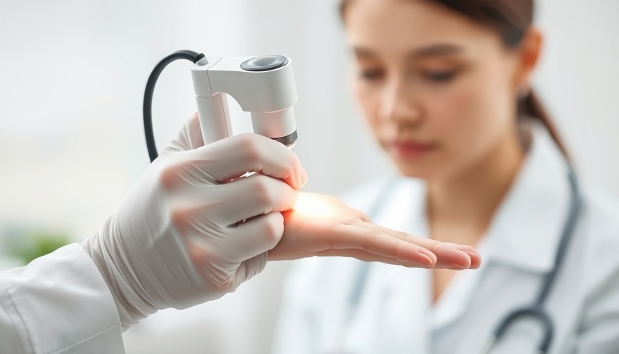 Dermatologist using dermatoscope for non-invasive treatment