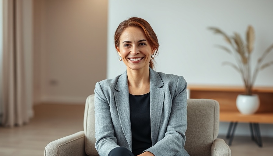 Confident woman seated indoors, promoting 'Maximize Revenue with Everyday Clients'.