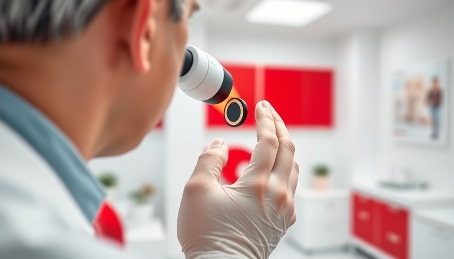 Innovations in Dermatology: Dermatoscope examination close-up.
