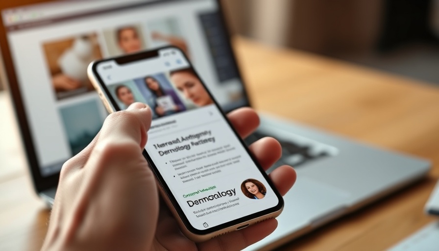 Non-invasive treatments articles on smartphone, Dermatology Times display.