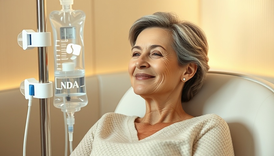Middle-aged woman receiving NAD anti-aging therapy in spa.